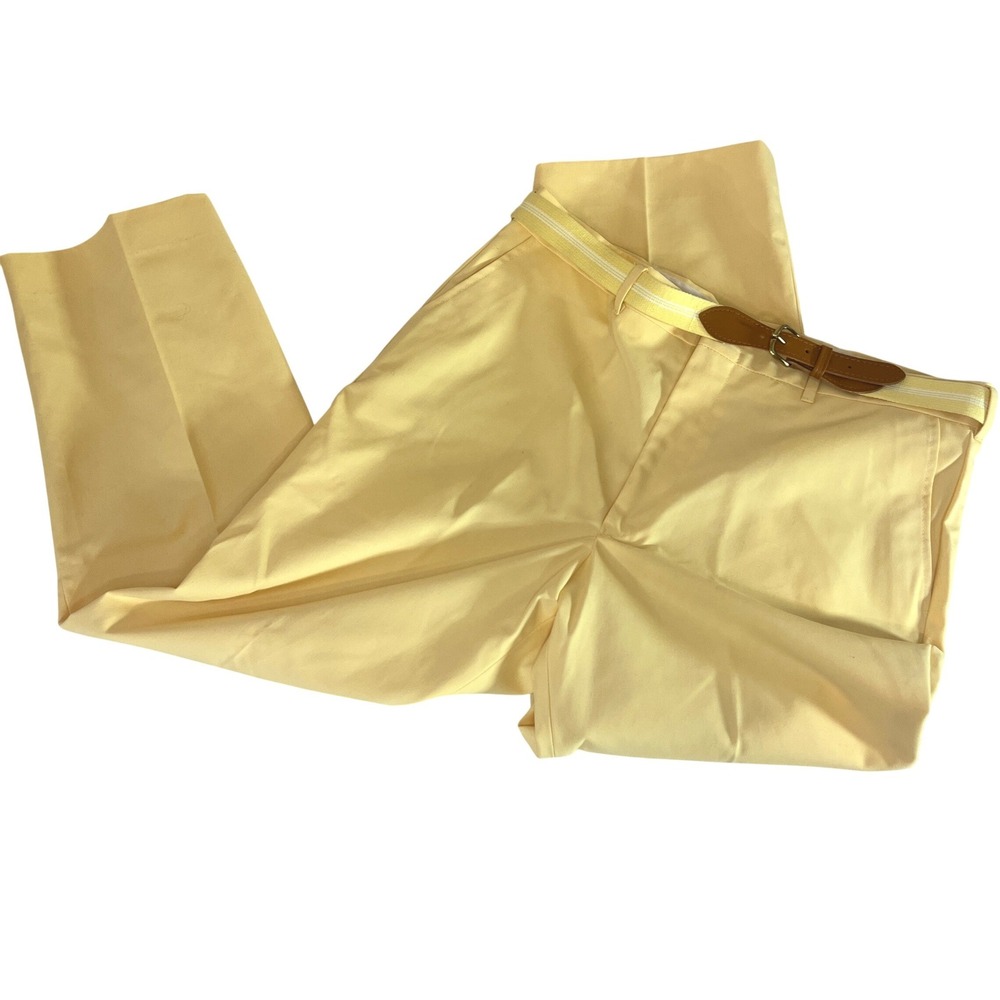 Knights Bridge Mens Vintage Butter Yellow Crop Pant W36 L27 Made USA‎ With Belt